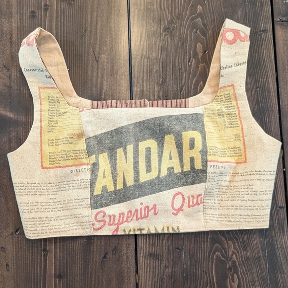 VINTAGE FEED SACK cropped top S (A1) - Picture 5 of 10